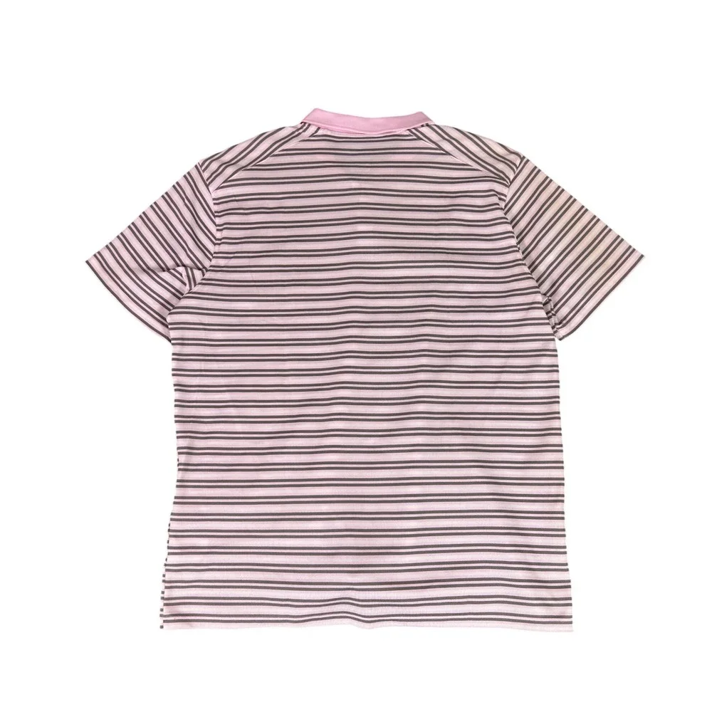 Nike Men's Golf Polo‎ Shirt Pink Grey Stripe Dri-FIT Standard Fit Size XL